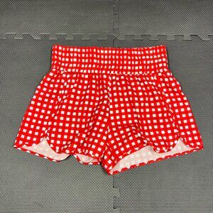 Pink Lily Red & White Gingham High-Waisted Elastic Shorts XL